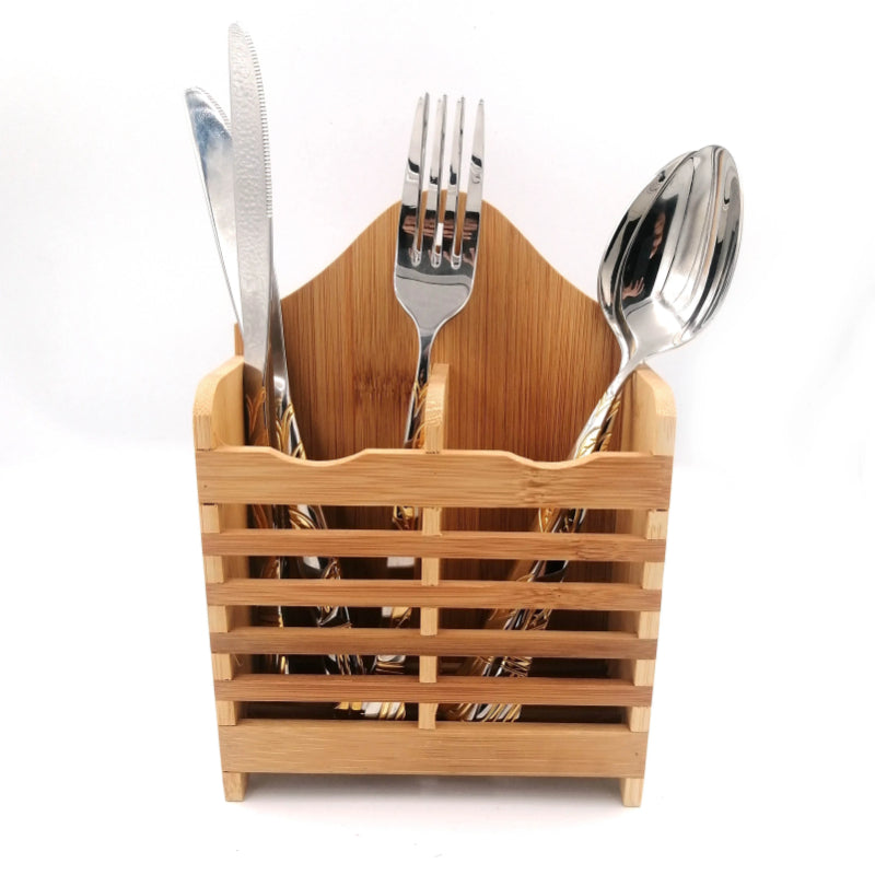 Kitchen Wooden Mini Spoon Holder & Bamboo Chopstick Basket – Stylish Wall-Mounted Organizer