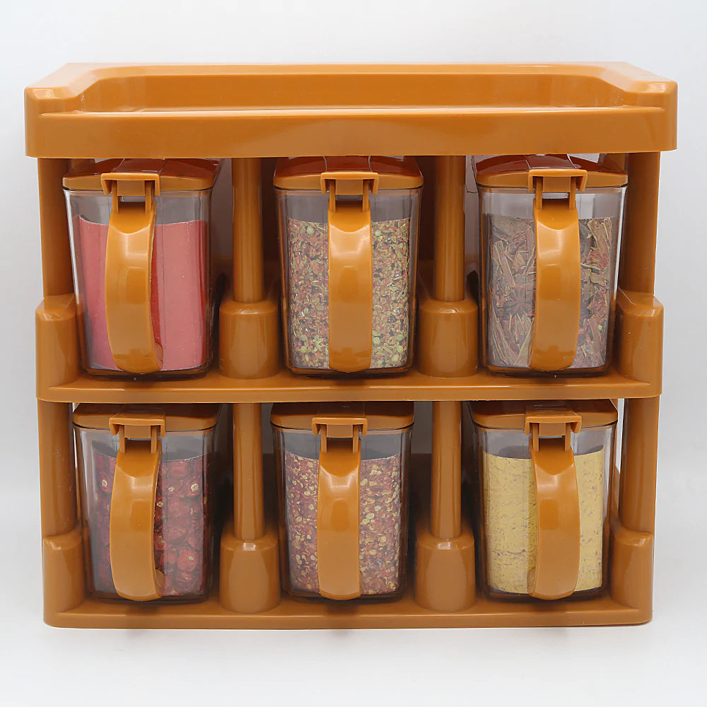 Spice Rack Tier Set With 6 Spice Jars – Elegant & Space-Saving Kitchen Organizer