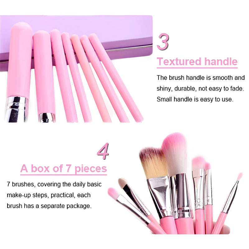 Adorable Pack of 3 Mini Hello Kitty 7PCS Makeup Brush Kits – Cute & Professional Set