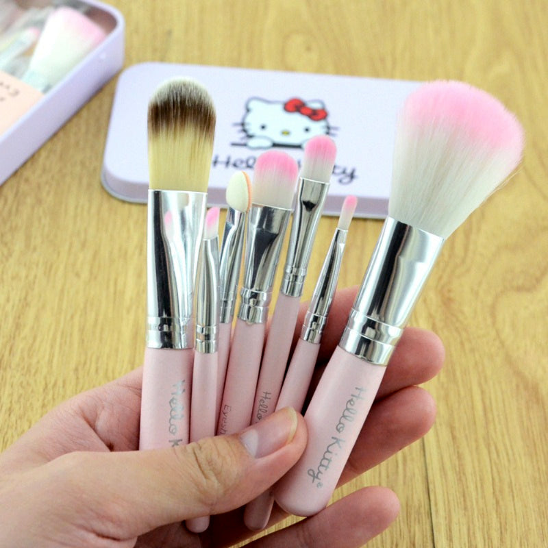 Adorable Pack of 3 Mini Hello Kitty 7PCS Makeup Brush Kits – Cute & Professional Set