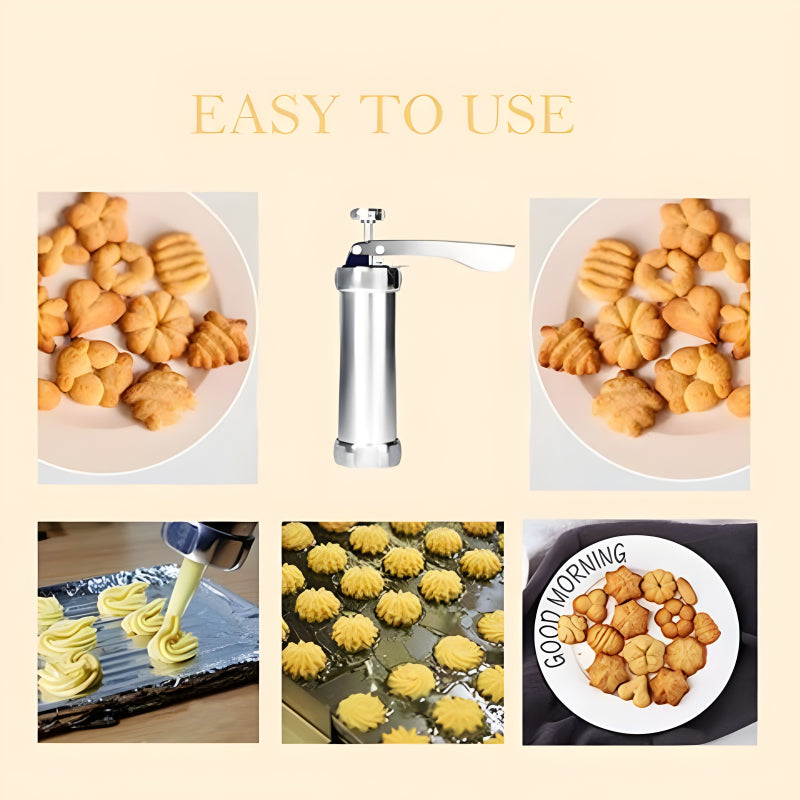 Multi-Pattern Cookie Press Machine – DIY Biscuit Maker with 20 Disc Molds & 4 Icing Nozzles