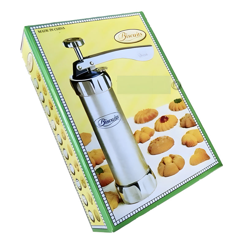 Multi-Pattern Cookie Press Machine – DIY Biscuit Maker with 20 Disc Molds & 4 Icing Nozzles