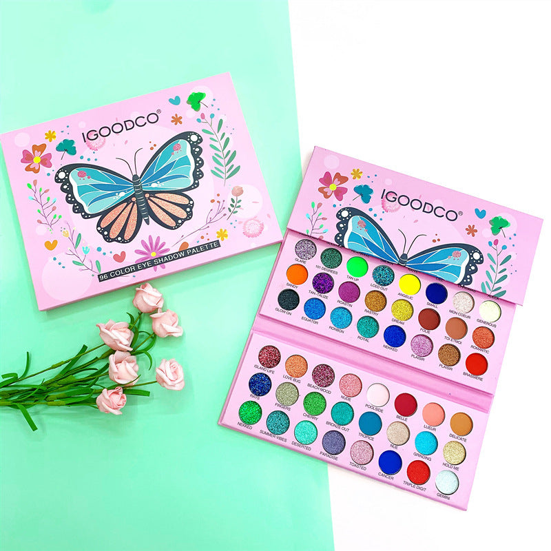 96-Color Butterfly Eyeshadow Palette Toy – Pearly Matte Glitter Makeup for Kids