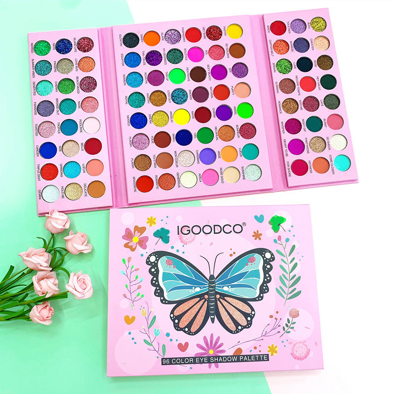 96-Color Butterfly Eyeshadow Palette Toy – Pearly Matte Glitter Makeup for Kids