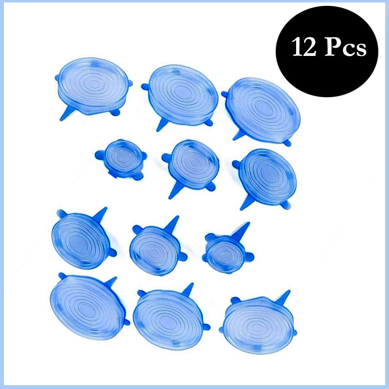 2-Packs of 6 Pcs Silicone Food Wrap Caps – Eco-Friendly, Stretchable, Leak-Proof Kitchen Lids