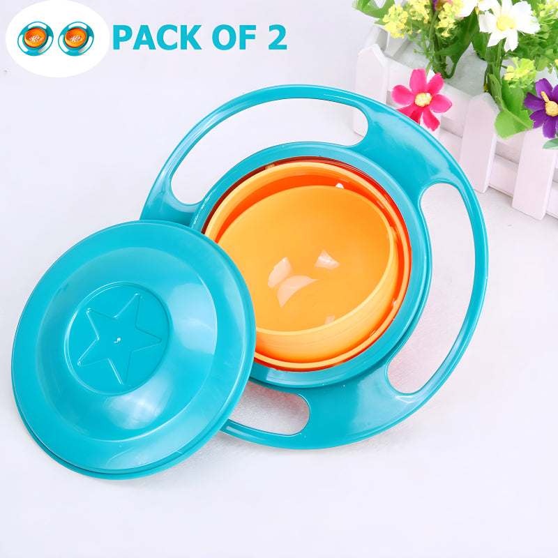 Pack of 2 Universal Gyro Bowls – 360° Rotating Spill-Proof Baby Feeding Dish