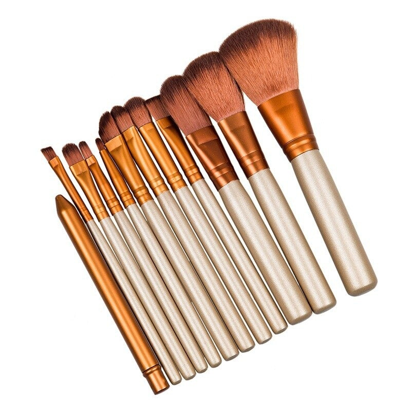 12-Piece Aluminium Box Makeup Brush Set – Professional Eye, Lip & Face Tools