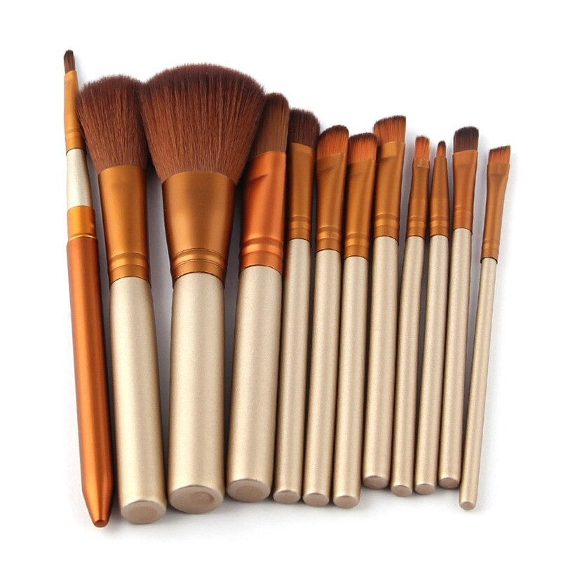 12-Piece Aluminium Box Makeup Brush Set – Professional Eye, Lip & Face Tools