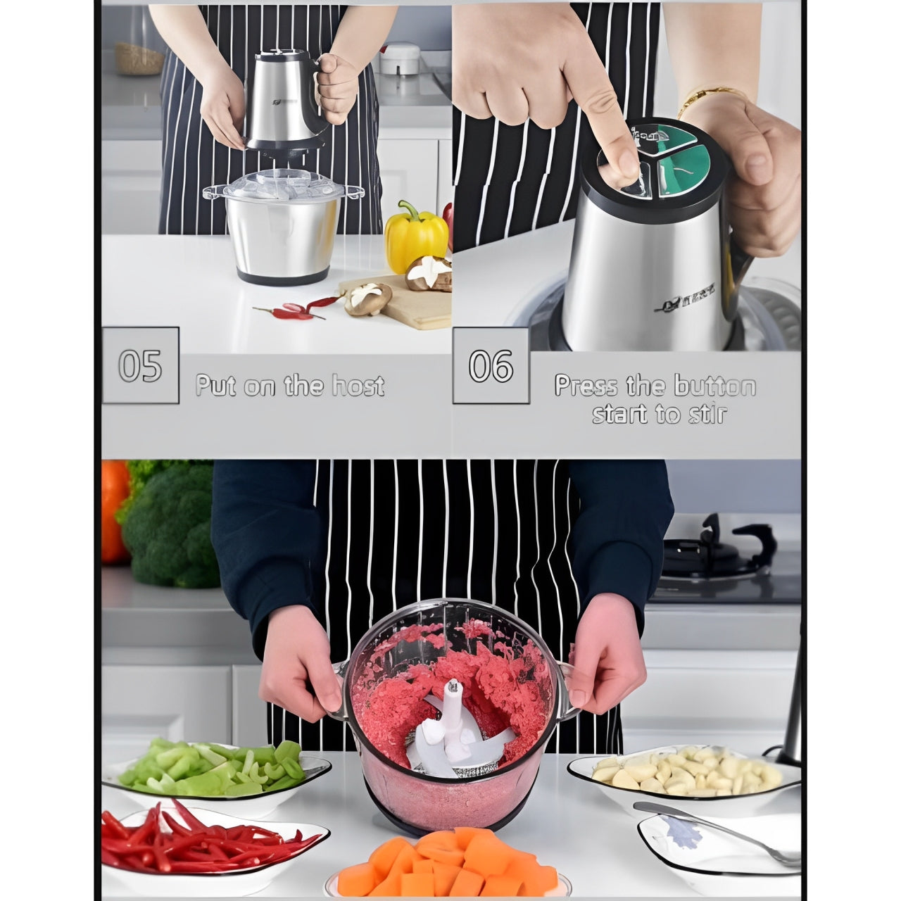 SL-2021 3L Multifunctional Electric Meat Grinder Chopper – 300W with Variable Speed & Safety Interlock