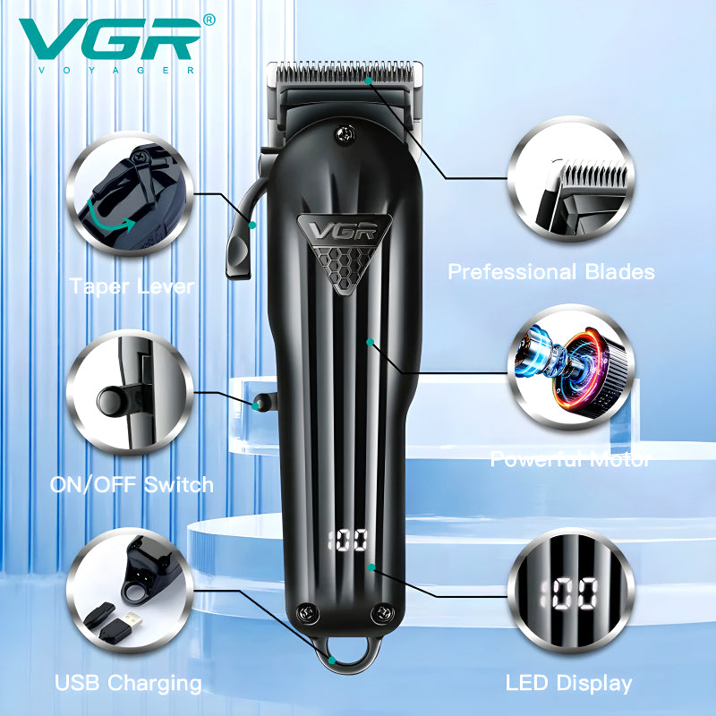 VGR V-282 Professional Rechargeable Cordless Hair Clipper – Precision Grooming for Men