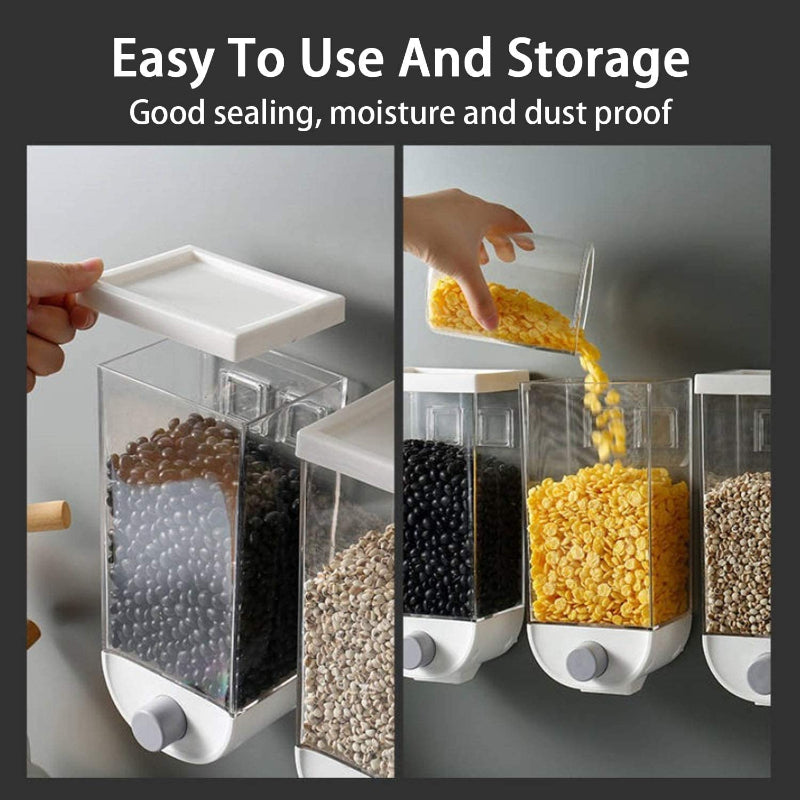 1500ml Transparent Eco-Friendly Wall-Mounted Grain Storage Box – Durable Food Dispenser