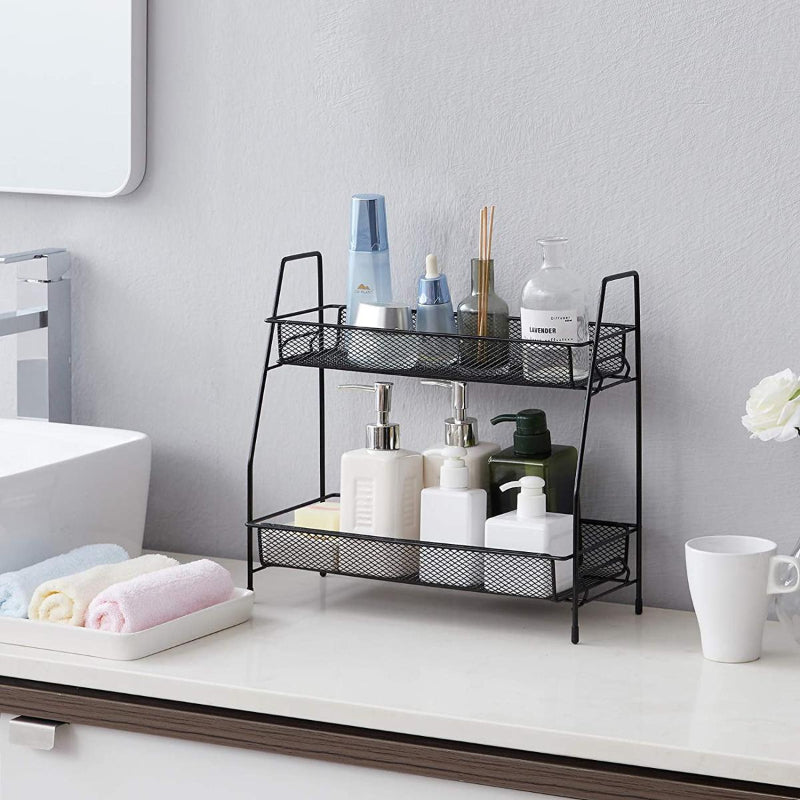 2-Layer Multi-Purpose Mini Portable Iron Organizer Shelf – Eco-Friendly & Stylish Storage Rack