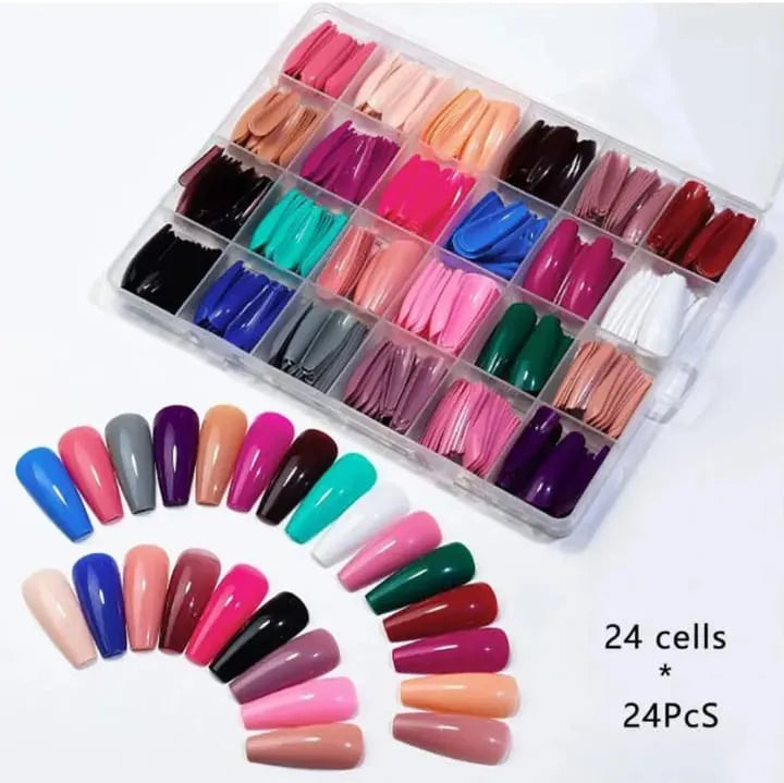 Ultimate 288pcs Multicolor Acrylic Nail Tips Box – Random Vibrant Colors