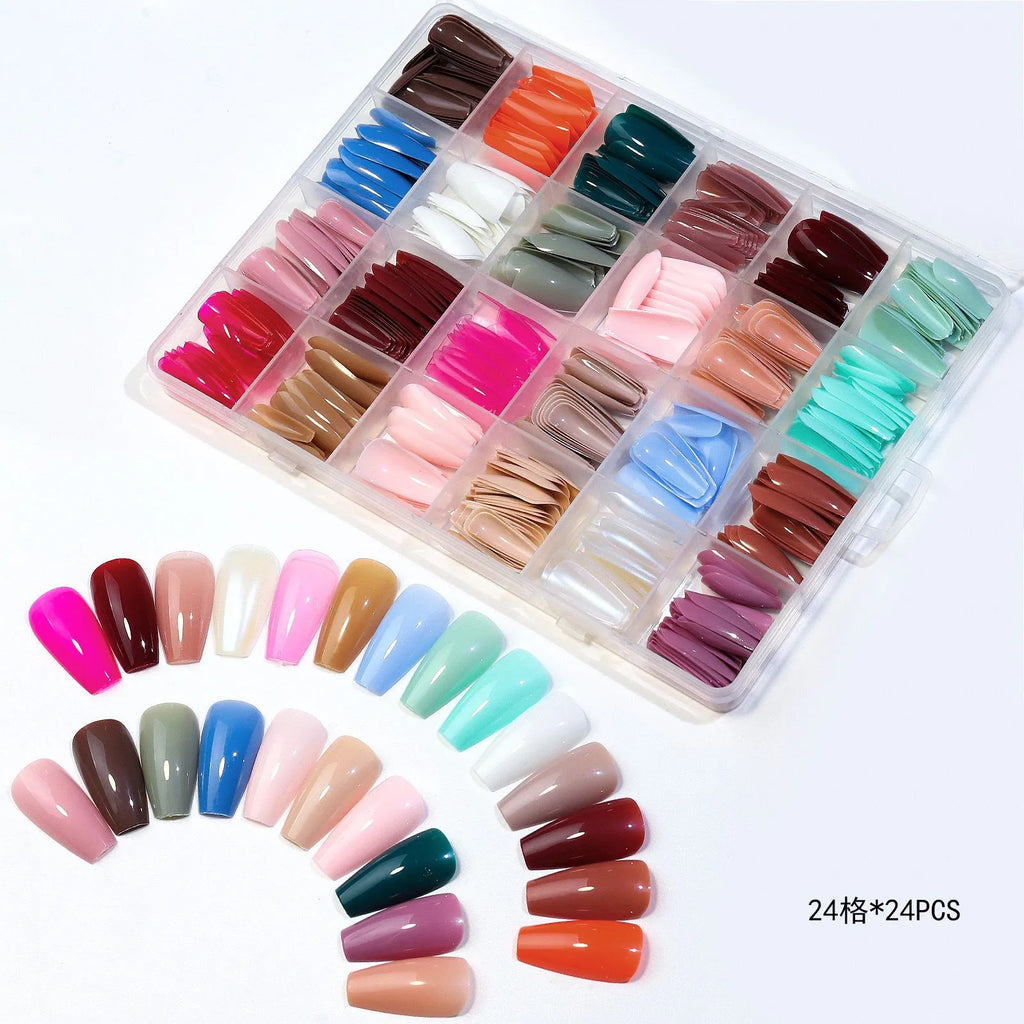 Ultimate 288pcs Multicolor Acrylic Nail Tips Box – Random Vibrant Colors