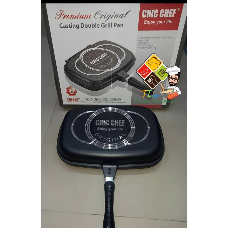 Premium 36cm Aluminium Non-Stick Double Grill Pan – Versatile & Efficient Cooking