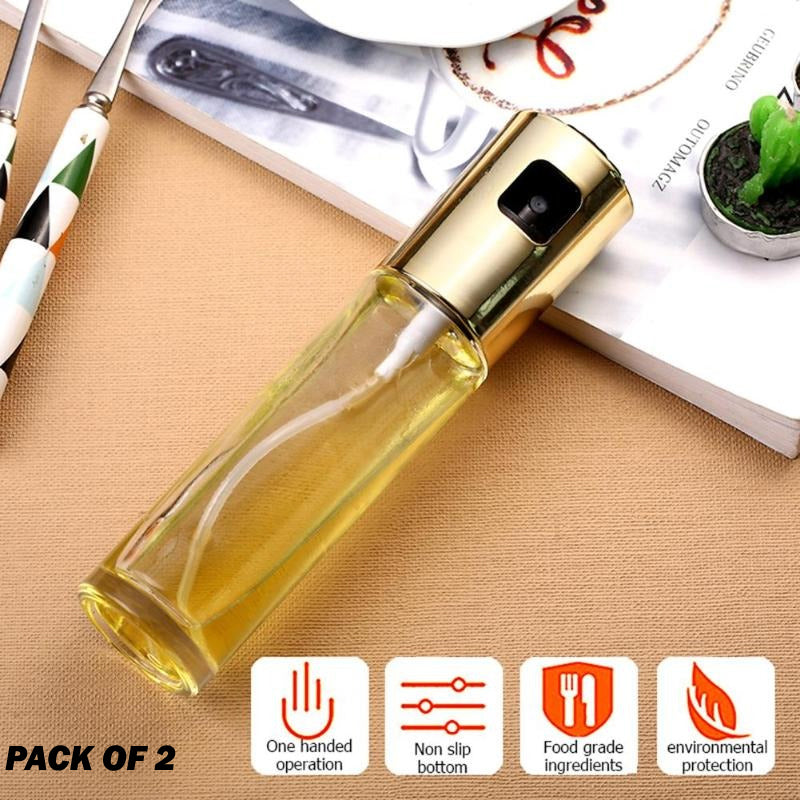 Set of 2 Kitchen Baking Oil & Vinegar Spray Bottles – Eco-Friendly Glass Bottles with PP Spray Heads