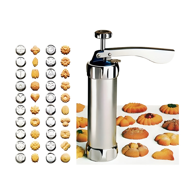 Multi-Pattern Cookie Press Machine – DIY Biscuit Maker with 20 Disc Molds & 4 Icing Nozzles