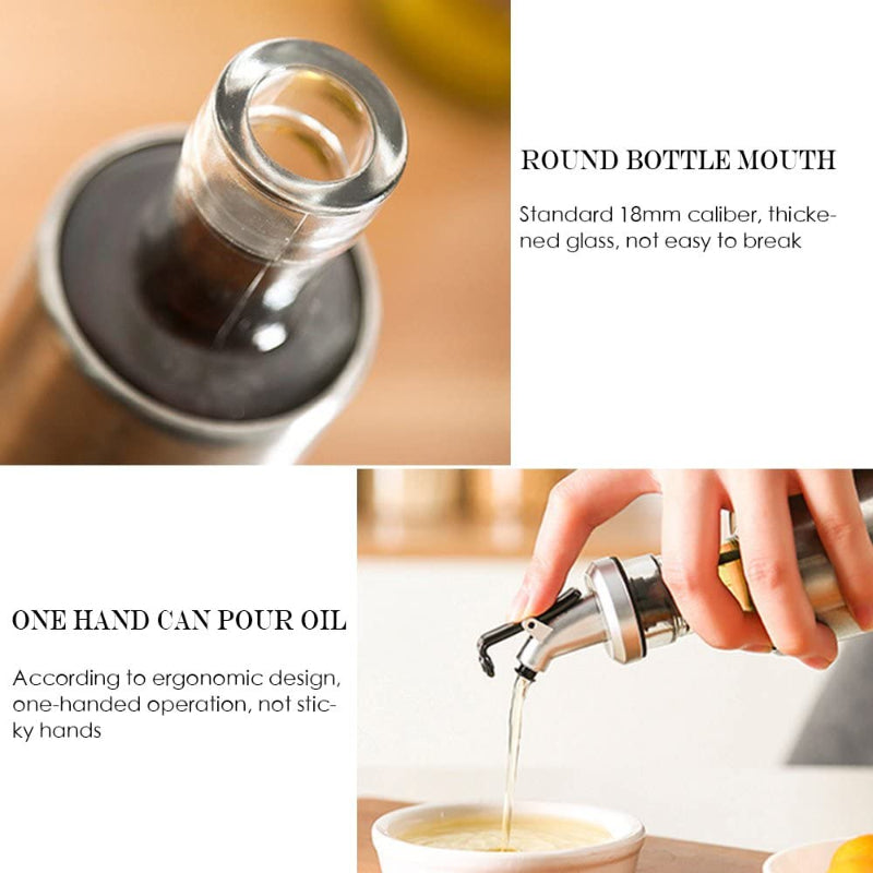 500ml High-Quality Stainless-Steel Covered Smart Glass Oil Bottle – Elegant & Airtight Dispenser