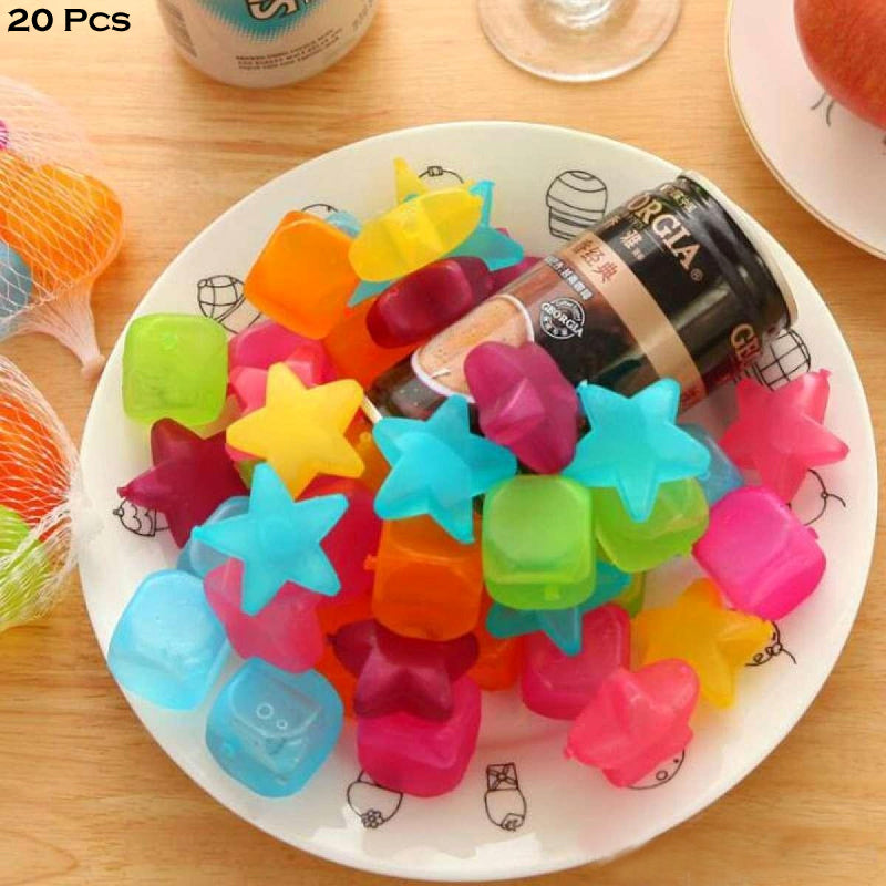 2-Pack Reusable Multi-Shaped Silicone Ice Cubes – 20 Fun, Vibrant Ice Molds