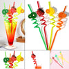 Pack of 4 Reusable Plastic Fruit Drinking Straws – Colorful & Fun Beverage Accessories