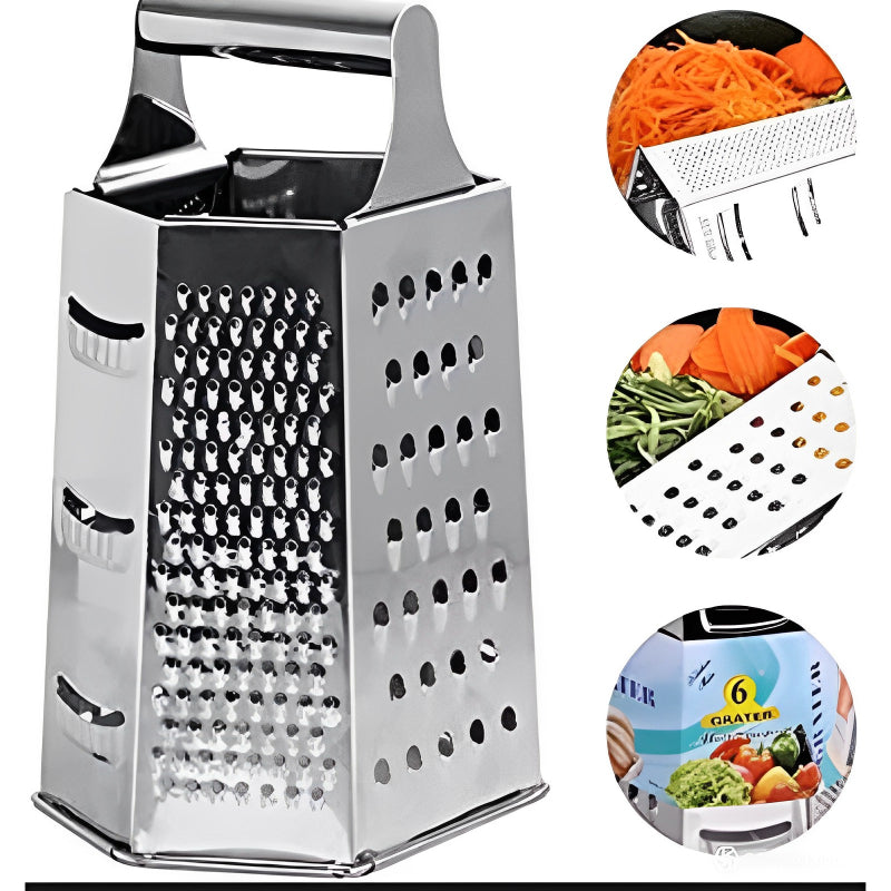 Eco-Friendly 6-Sided Stainless Steel Grater – Multi-Purpose Manual Kitchen Box Grater