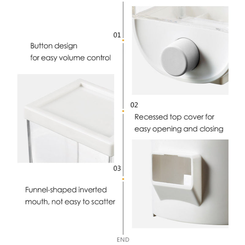 1500ml Transparent Eco-Friendly Wall-Mounted Grain Storage Box – Durable Food Dispenser