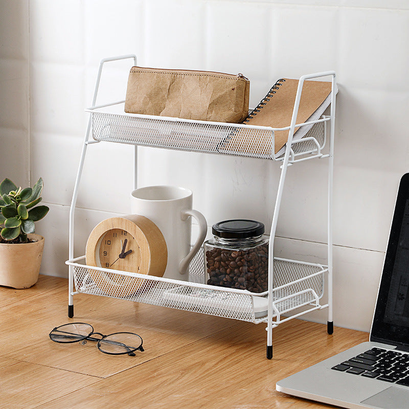 2-Layer Multi-Purpose Mini Portable Iron Organizer Shelf – Eco-Friendly & Stylish Storage Rack