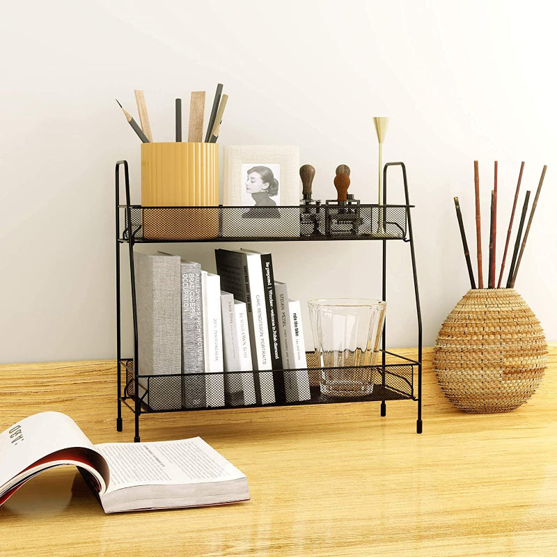 2-Layer Multi-Purpose Mini Portable Iron Organizer Shelf – Eco-Friendly & Stylish Storage Rack