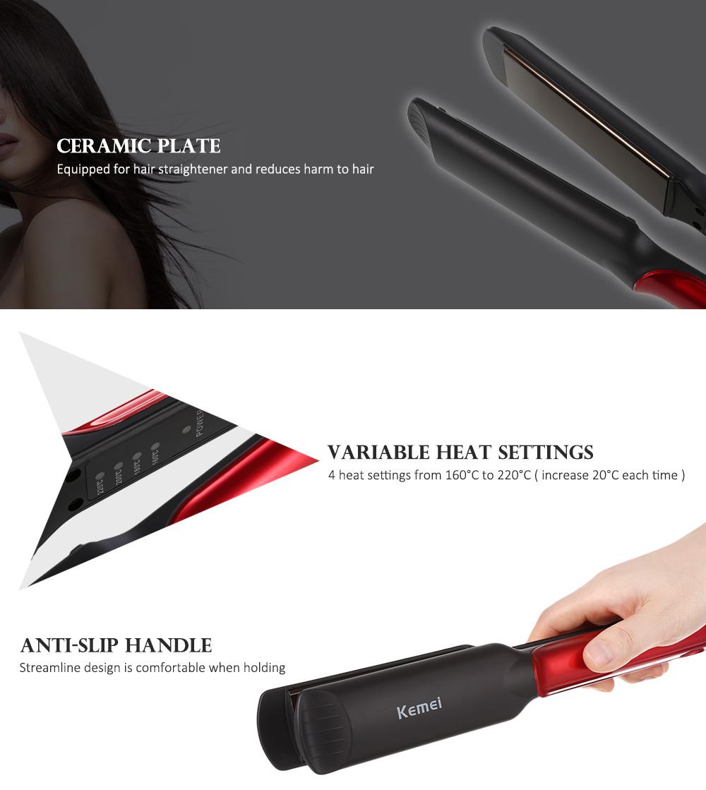 Kemei KM-531 Professional Wet/Dry Ceramic Hair Straightener – Fast Heating Electric Flat Iron