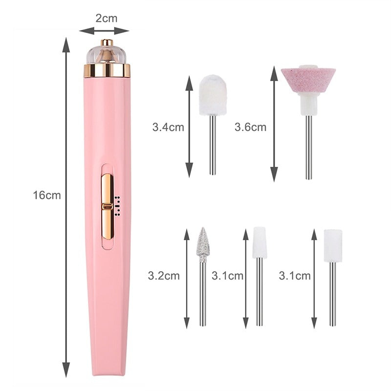 5-in-1 Electric Nail Set – Manicure Drill, File, Grinder & Polisher Grooming Kit