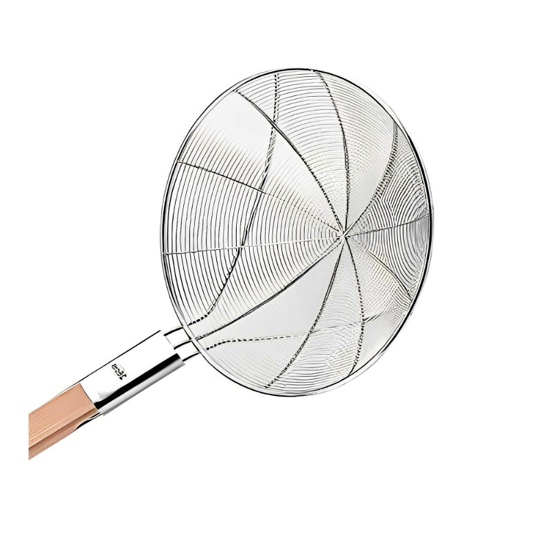 Eco-Friendly Wooden Handle Stainless Steel Frying Oil Strainer – Durable & Sustainable (Available in Multiple Sizes)