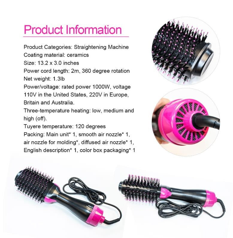 3-in-1 Ionic Hair Styler Brush – Fast Dry, Volumize & Curl for Salon-Quality Looks