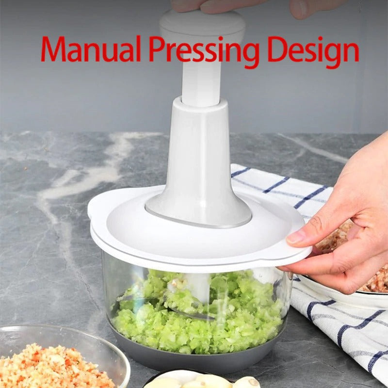 Effortless Hand-Powered 4-Blade Food Chopper – Chop, Mix & Mince in Seconds!