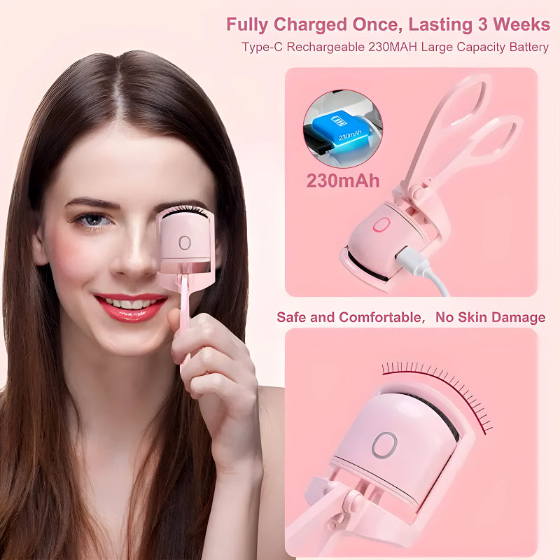 Compact & Rechargeable Mini Electric Eyelash Curler – 30-Second Preheat for Stunning Curls