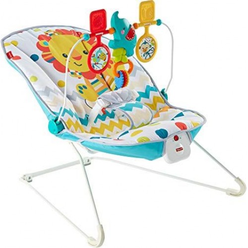 Fisher-Price® Colourful Carnival Bouncer – Calming & Entertaining Infant Bouncer with Removable Toy Bar