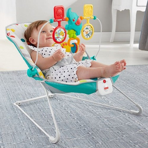 Fisher-Price® Colourful Carnival Bouncer – Calming & Entertaining Infant Bouncer with Removable Toy Bar