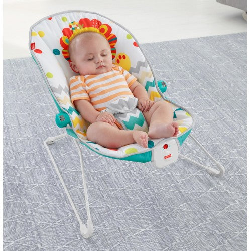 Fisher-Price® Colourful Carnival Bouncer – Calming & Entertaining Infant Bouncer with Removable Toy Bar