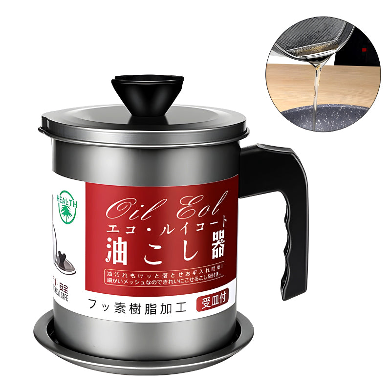 Stainless Steel 1.4L Cooking Oil Strainer Pot – Efficient Grease Filtration with Thick Chassis