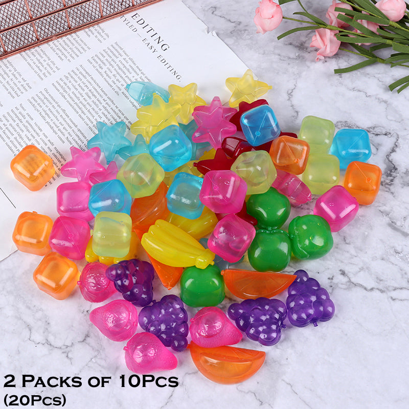 2-Pack Reusable Multi-Shaped Silicone Ice Cubes – 20 Fun, Vibrant Ice Molds