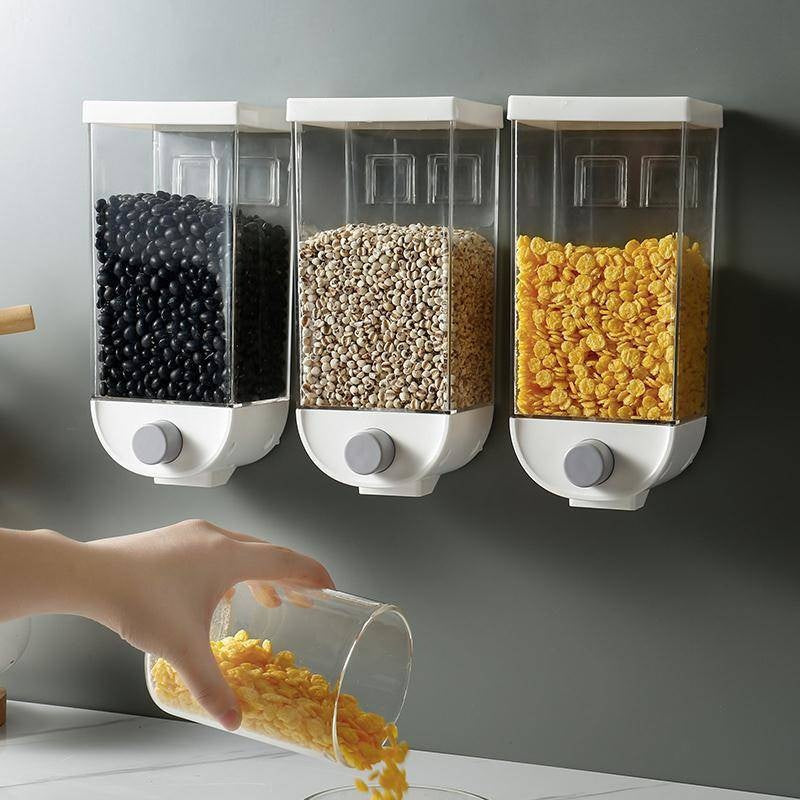 1000ml Transparent Eco-Friendly Wall Mounted Grain Storage Box – Airtight Food Dispenser