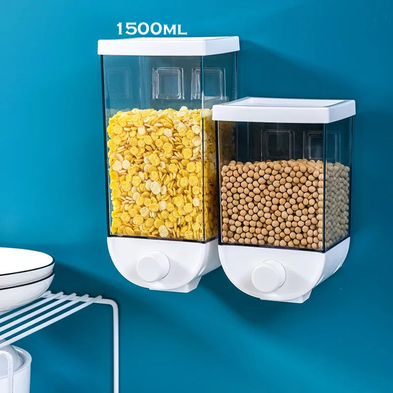 1500ml Transparent Eco-Friendly Wall-Mounted Grain Storage Box – Durable Food Dispenser