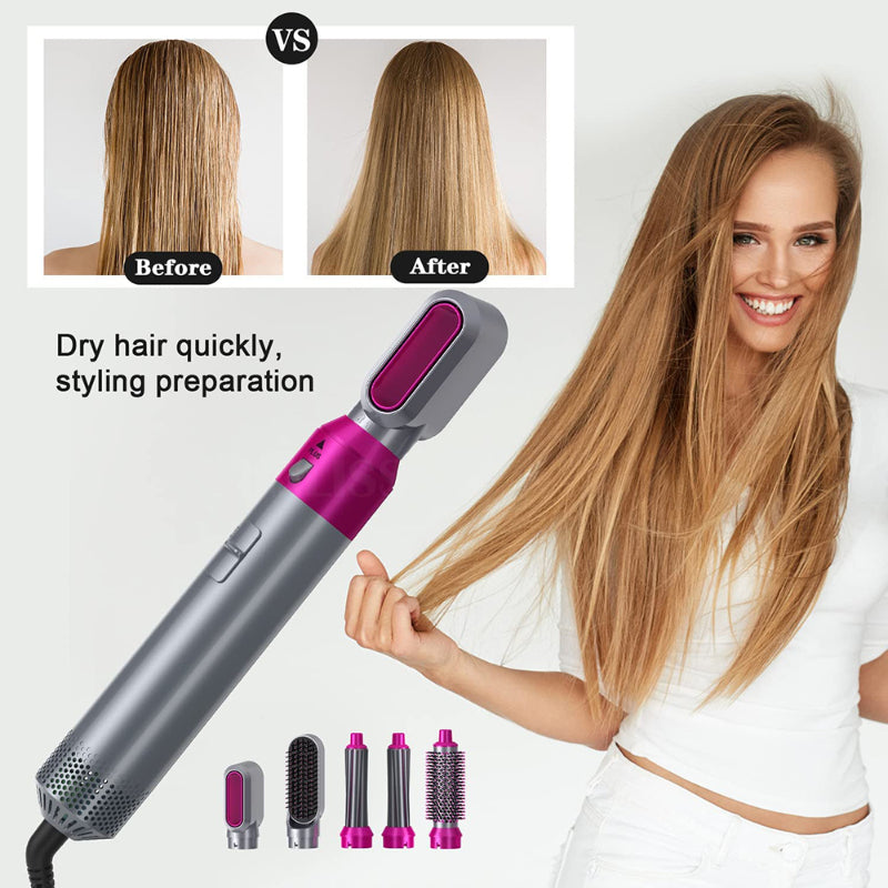 5-in-1 Professional Detachable Hair Dryer & Styling Tool – Negative Ion Blow Dryer, Straightener & Curler Combo