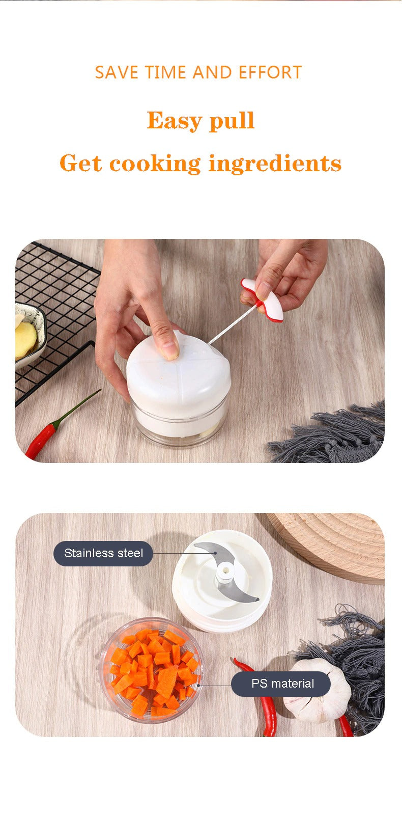 Mini Food Garlic & Vegetable Chopper – Manual Multi-Function Grinder
