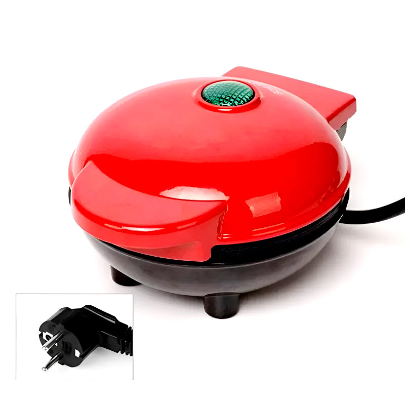 Compact 4-Inch Non-Stick Mini Waffle Maker – 350W Electric Machine in Red & Black