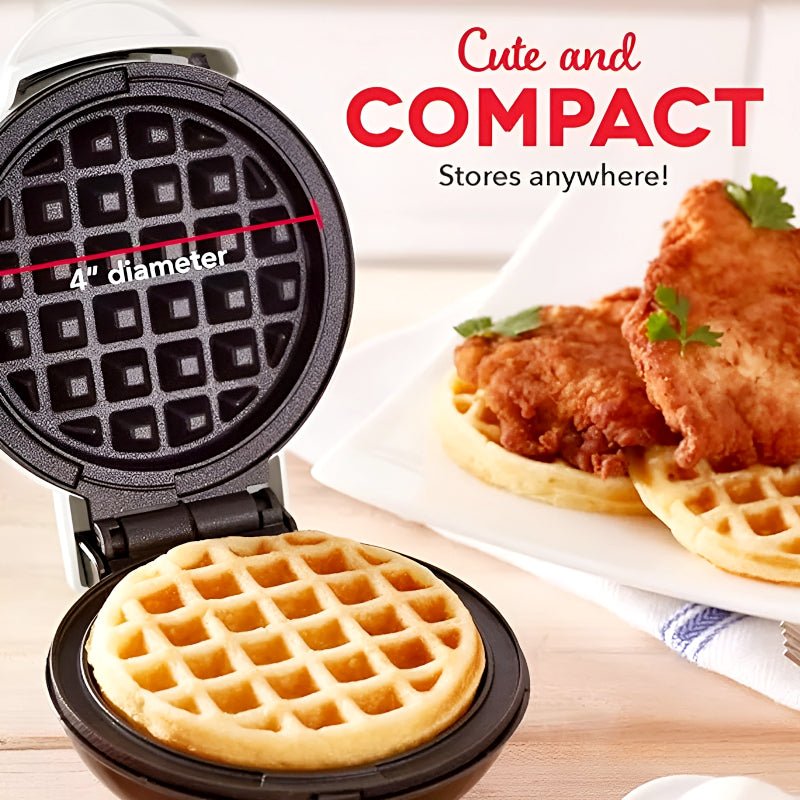 Compact 4-Inch Non-Stick Mini Waffle Maker – 350W Electric Machine in Red & Black