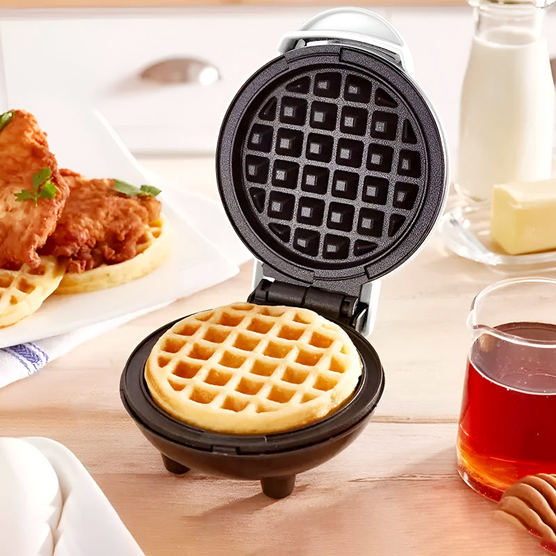 Compact 4-Inch Non-Stick Mini Waffle Maker – 350W Electric Machine in Red & Black