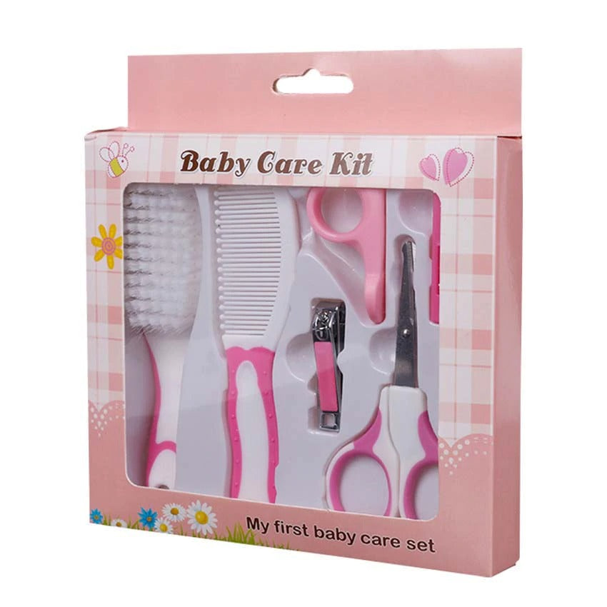 6-in-1 Baby Grooming Kit – Practical Clipper, Hair Brush, Nail Clipper & More for Newborns (Pink/Blue)