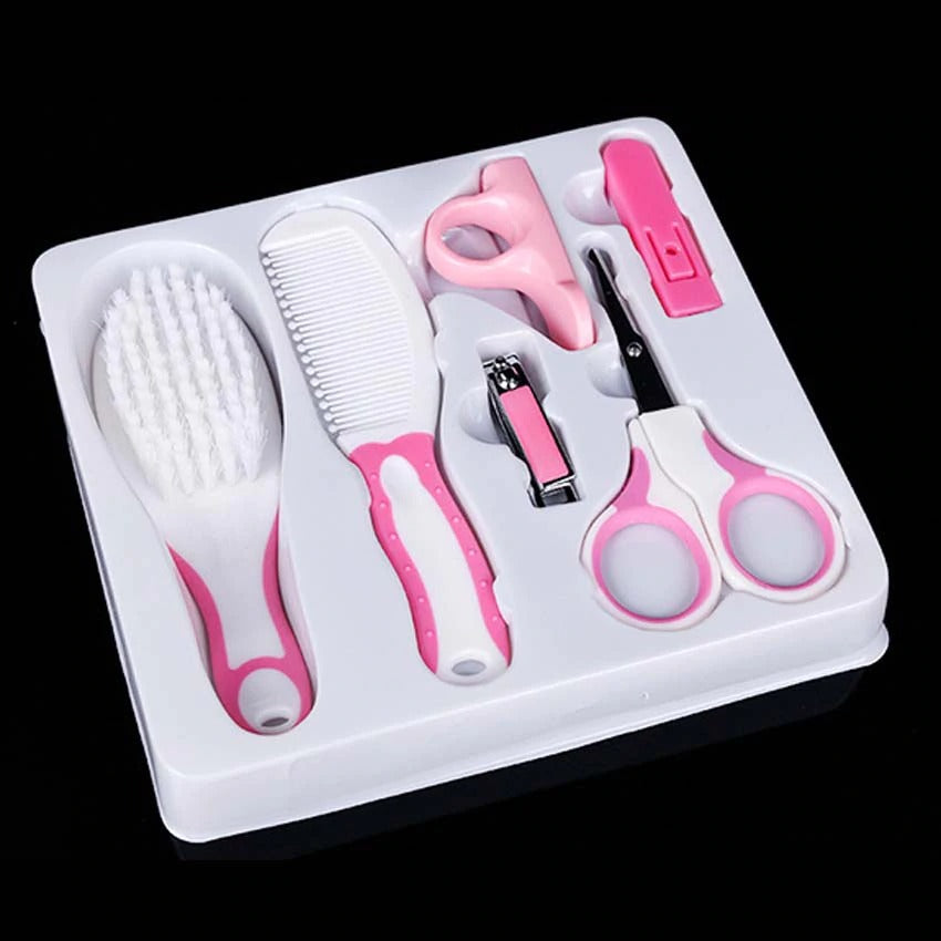 6-in-1 Baby Grooming Kit – Practical Clipper, Hair Brush, Nail Clipper & More for Newborns (Pink/Blue)