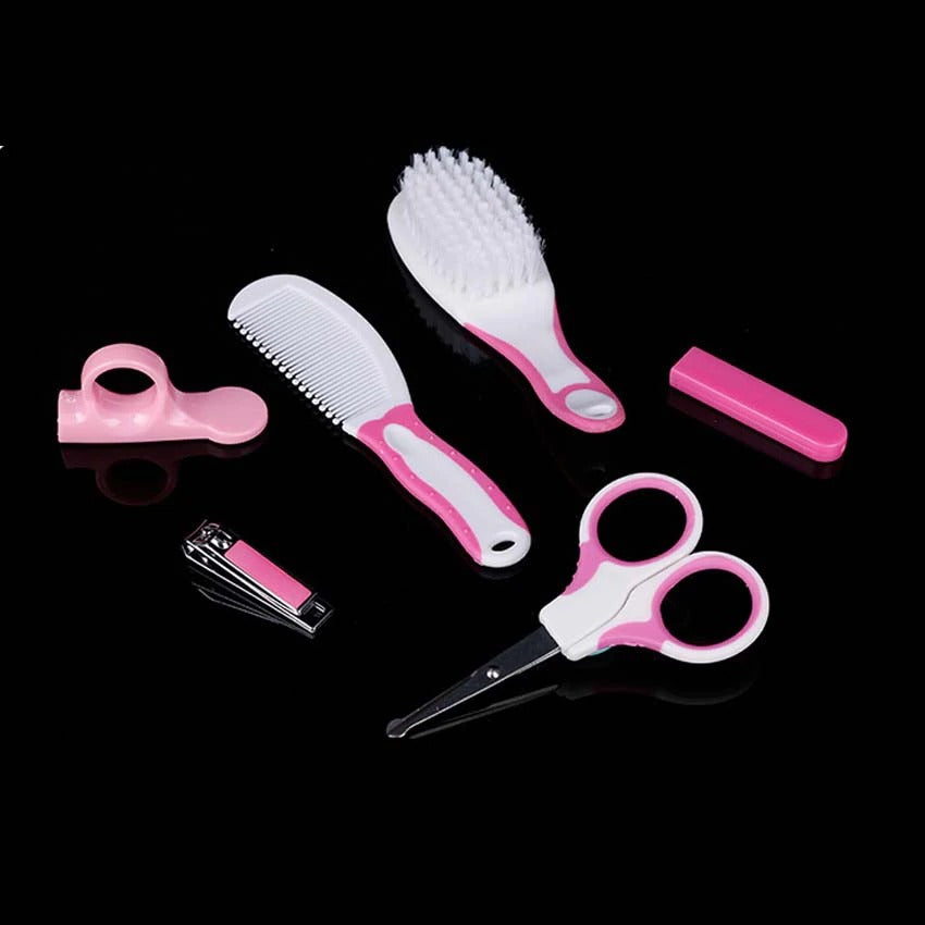 6-in-1 Baby Grooming Kit – Practical Clipper, Hair Brush, Nail Clipper & More for Newborns (Pink/Blue)