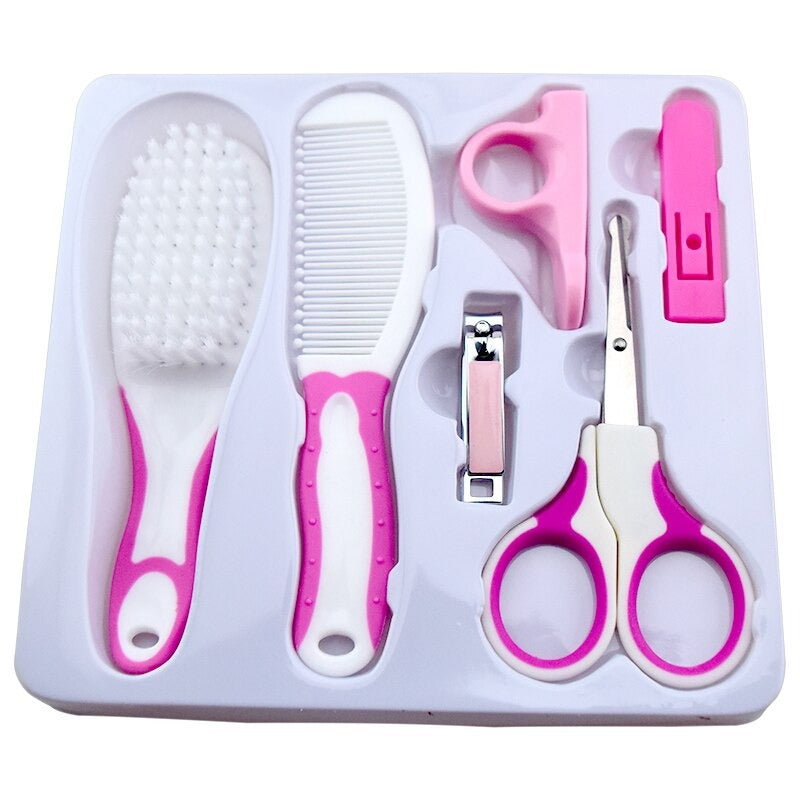 6-in-1 Baby Grooming Kit – Practical Clipper, Hair Brush, Nail Clipper & More for Newborns (Pink/Blue)